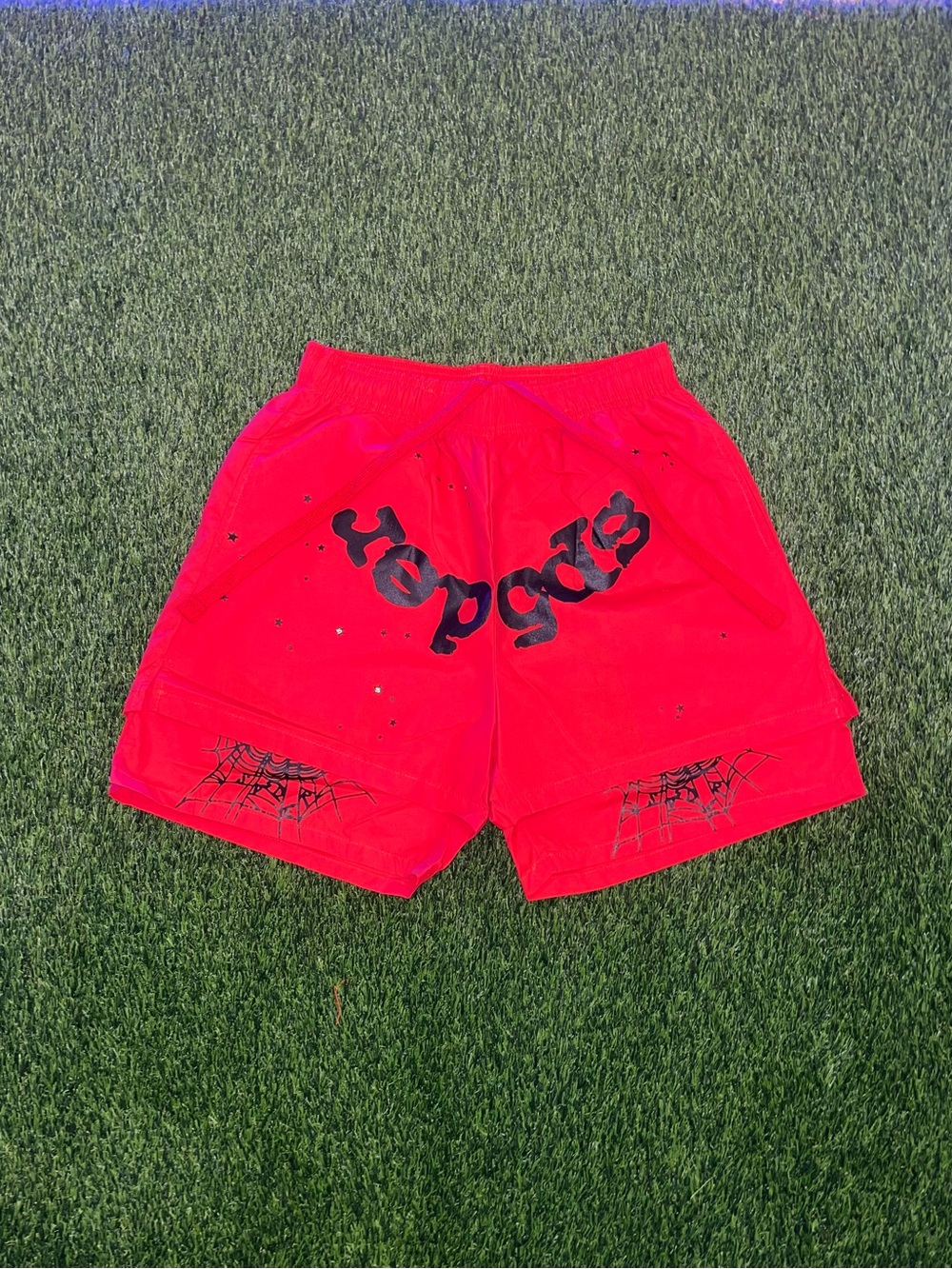 Sp5der OG Web Double Layer Shorts Red Size M